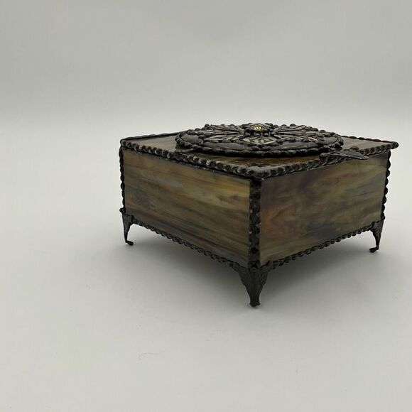 HANDCRAFTED Stained Glass Jewelry Box Keepsake Box - Picture 5 of 6